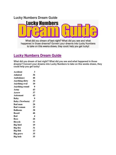 download dream guide lucky numbers pdf free download